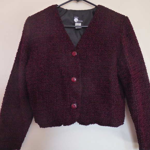 Burgundy/Black Chenille Jacket by First Option - Small - Picture 1 of 3